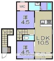 滋賀県彦根市後三条町の賃貸アパートの間取り
