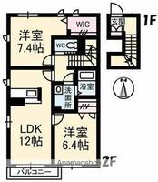 香川県さぬき市造田是弘の賃貸アパートの間取り