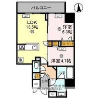 大阪府大阪市阿倍野区三明町2丁目の賃貸マンションの間取り
