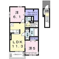 熊本県宇城市松橋町西下郷の賃貸アパートの間取り
