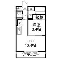 岡山県岡山市北区富田の賃貸マンションの間取り