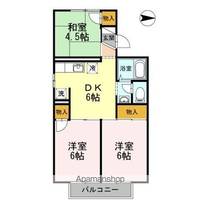 岡山県岡山市北区平野の賃貸アパートの間取り