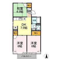 岡山県岡山市北区平野の賃貸アパートの間取り