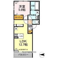 香川県高松市円座町の賃貸アパートの間取り