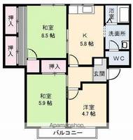 香川県高松市鶴市町の賃貸アパートの間取り