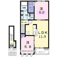 愛媛県今治市南高下町1丁目の賃貸アパートの間取り
