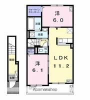 岐阜県岐阜市西中島2丁目の賃貸アパートの間取り