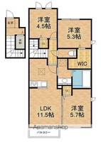 滋賀県東近江市東沖野3丁目の賃貸アパートの間取り