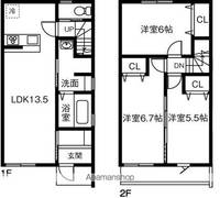 岐阜県岐阜市日野東8丁目の賃貸テラスハウスの間取り