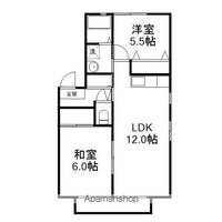 岡山県岡山市北区富原の賃貸アパートの間取り
