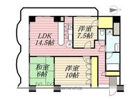 福岡県福岡市中央区大濠公園の賃貸マンションの間取り