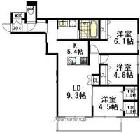 (仮称)境南町3丁目ヘーベルメゾン204の間取り