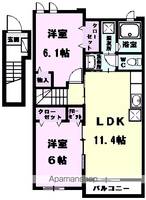 愛知県北名古屋市弥勒寺東3丁目の賃貸アパートの間取り