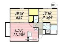 東京都国立市谷保の賃貸アパートの間取り