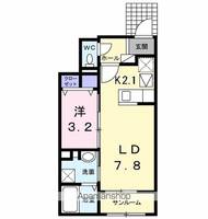 福岡県糟屋郡粕屋町仲原3丁目の賃貸アパートの間取り