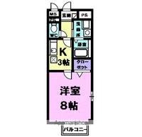 愛知県北名古屋市九之坪竹田の賃貸アパートの間取り