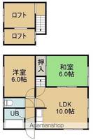 羽田アパート(ハネダアパート)2階右の間取り