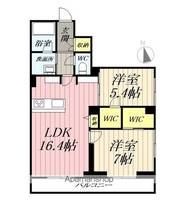 埼玉県三郷市早稲田1丁目の賃貸マンションの間取り
