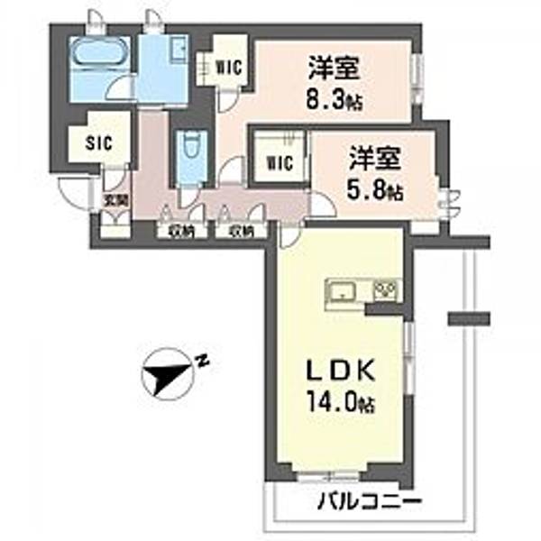 ジュモー川越201号室の間取り