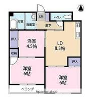 埼玉県さいたま市南区太田窪2丁目の賃貸マンションの間取り