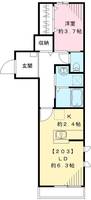 ARIES国立 アリエスクニタチ203号室の間取り