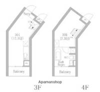 東京都渋谷区上原1丁目の賃貸マンションの間取り
