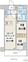 東京都墨田区吾妻橋2丁目の賃貸マンションの間取り