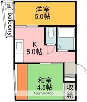 東京都調布市菊野台1丁目の賃貸マンション302の間取り