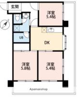 神奈川県川崎市高津区下野毛2丁目の賃貸マンションの間取り