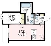 オークコートN302号室の間取り