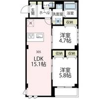 ニューグランデュールⅡ305号室の間取り
