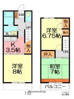 神奈川県南足柄市和田河原の賃貸テラスハウスの間取り