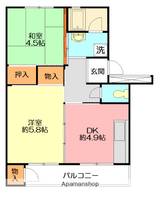 神奈川県秦野市下大槻の賃貸マンションの間取り