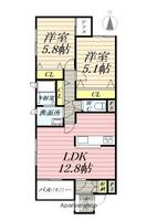 神奈川県藤沢市鵠沼藤が谷1丁目の賃貸アパートの間取り