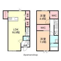 富山県富山市手屋3丁目の賃貸テラスハウスの間取り