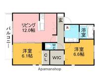 愛知県一宮市大和町毛受字八法寺の賃貸アパートの間取り