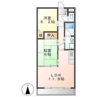愛知県岩倉市中本町古市場の賃貸マンションの間取り