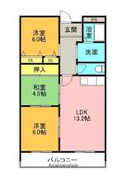 大阪府寝屋川市石津中町の賃貸マンションの間取り