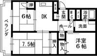 大阪府八尾市高安町南3丁目の賃貸マンションの間取り