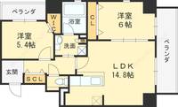 Y’S COURT 東梅田0805の間取り