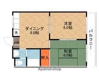 大阪府交野市私部西2丁目の賃貸マンションの間取り