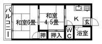 リバーハイツ B棟の間取り