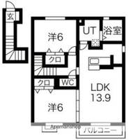 セジュール加佐B棟201の間取り