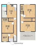 奈良県奈良市富雄北1丁目の賃貸テラスハウスの間取り