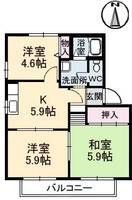 ベルエア E棟0202の間取り