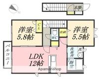 岡山県岡山市中区湊の賃貸アパートの間取り