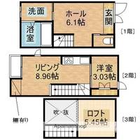 岡山県岡山市北区奥田西町の賃貸テラスハウスの間取り