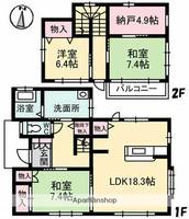 岡山県倉敷市羽島(一戸建)の賃貸物件の間取り