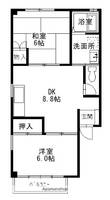 岡山県笠岡市美の浜の賃貸アパートC-1の間取り