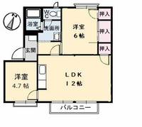 広島県広島市安芸区中野7丁目の賃貸アパートの間取り